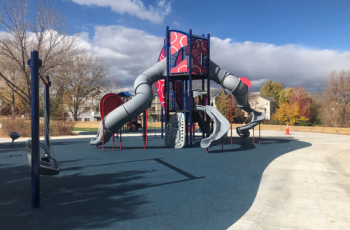Multiple slide park at Centennial Ridge Park
